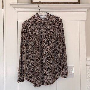 J Crew Leopard Print Button-down Silk Shirt